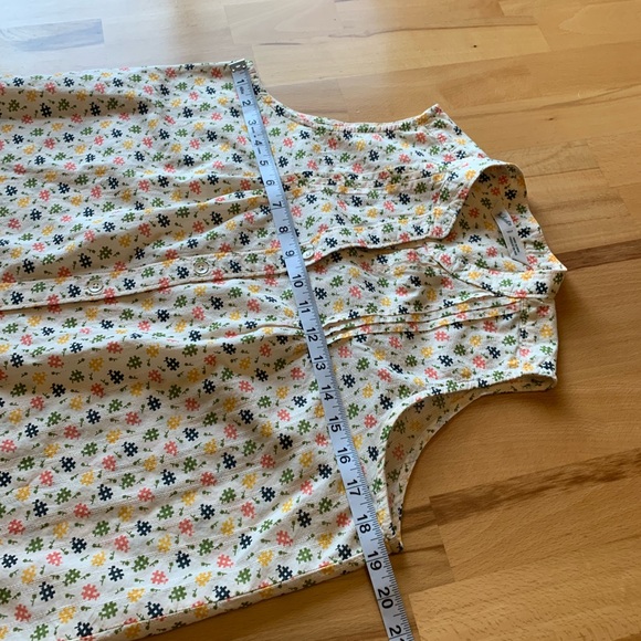 Woolrich sleeveless button down top # colorful print cream color size S/P - Picture 10 of 11